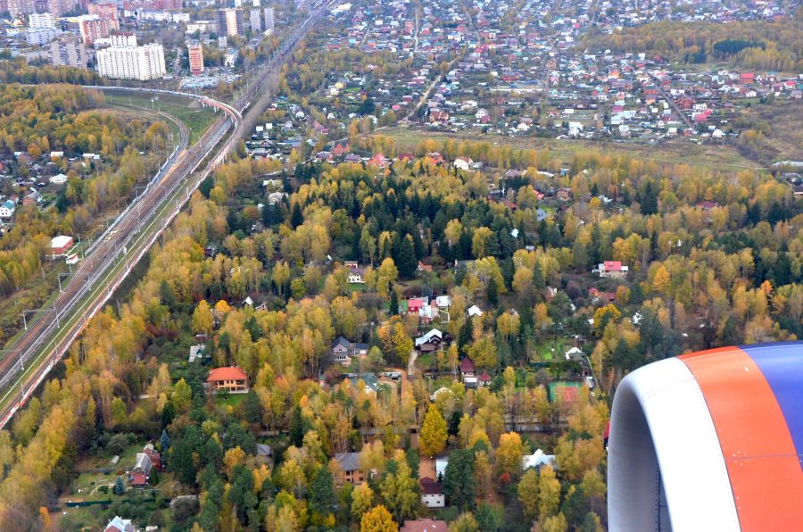 Hinflug: über Moskau