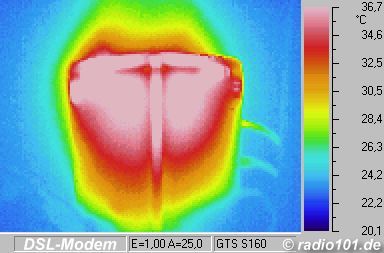 Thermographic image / heat radiation of a modem