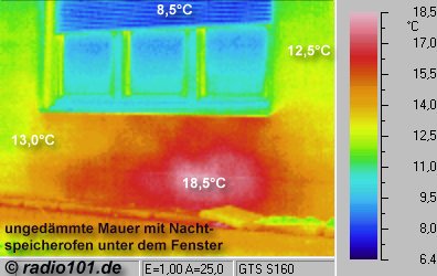 Waermebildaufnahme: Heizkörper - Infrarotaufnahme / Wärmebild / Thermografische Aufnahme