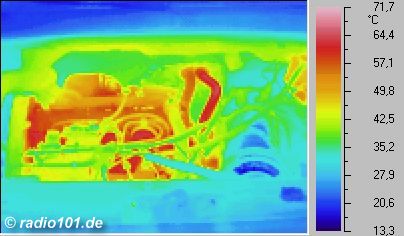 Thermography: Infrared image / thermal image: heat radiation of a VW Golf